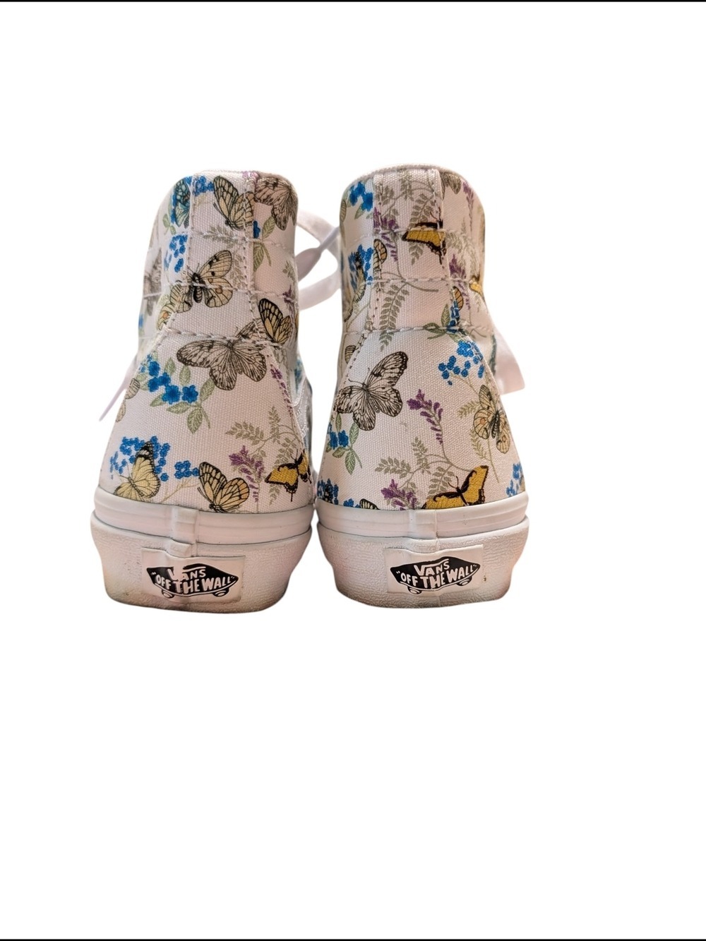 Vans Women's White Canvas High-Top Butterfly Print Sneakers - Picture 8 of 9